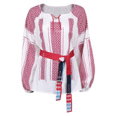 ABBA Anni-Frid Synni Lyngstad Retro White Red Shirt Belt Outfits Cosplay Costume